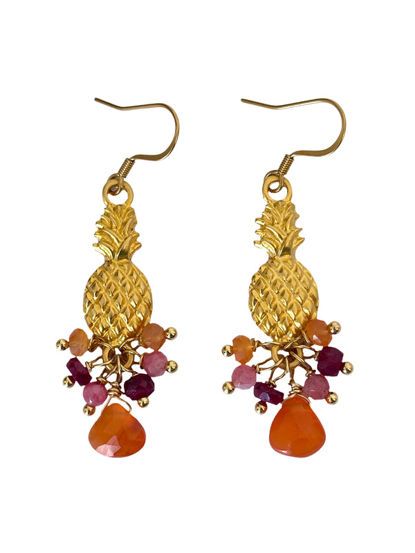 Pineapple Earrings with Carnelian | Queen Magpie