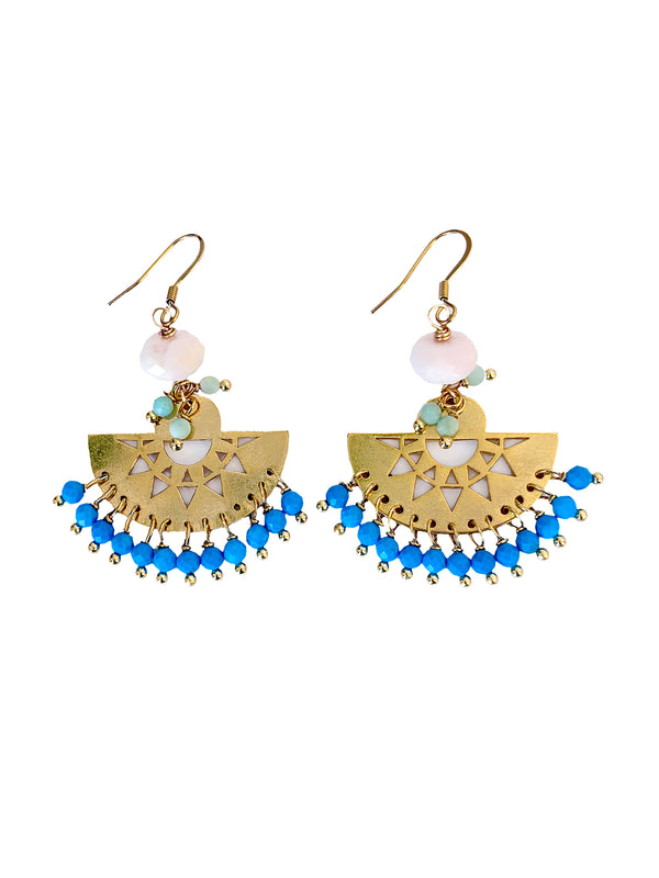 African Fan Earrings With Turquoise | Queen Magpie