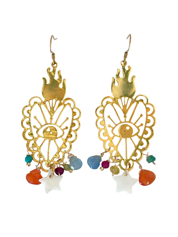 Flaming heart earrings | Queen Magpie