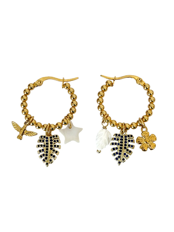 Medium Bobble Hoops With Assorted Charms| Queen Magpie