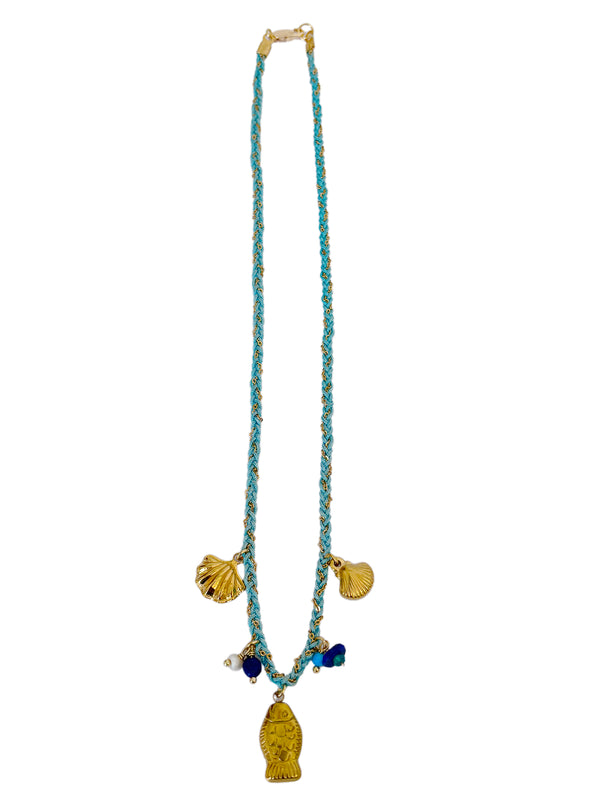 Braided Turquoise Necklace With Fish | Queen Magpie