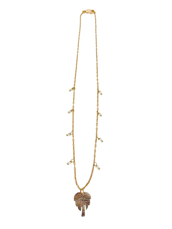 Delicate Chain With Seed Pearls And Shell Palm| Queen Magpie