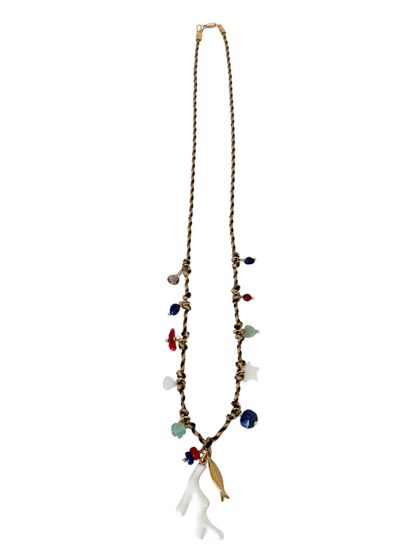 Thread With White Coral And Assorted Natural Stones | Queen Magpie