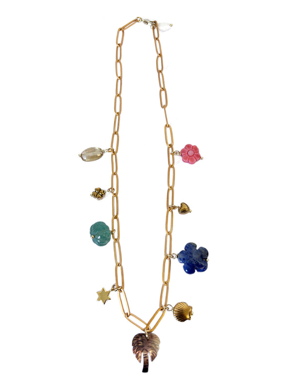 Matt Gold Elongated Chain & Assorted Charms | Queen Magpie