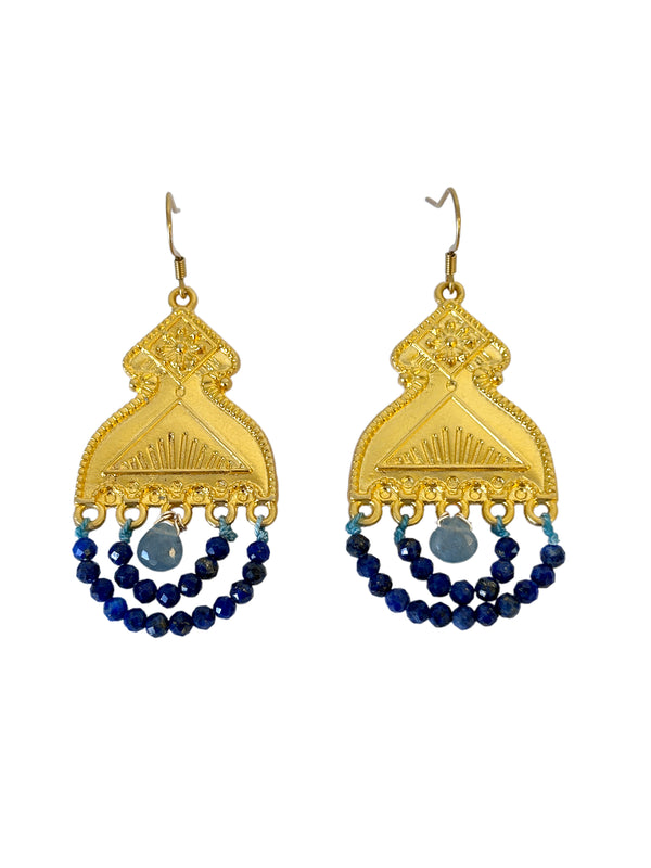Turkish Earrings with Strung Lapis Lazuli | Queen Magpie