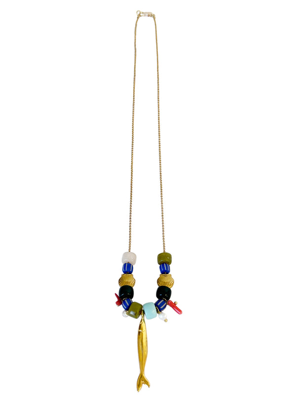 Rolo Chain With Stone Beads And Fish | Queen Magpie