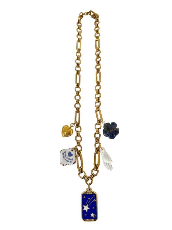 Tarnish Resistant Necklace With Tarot Pendant And Charms| Queen Magpie