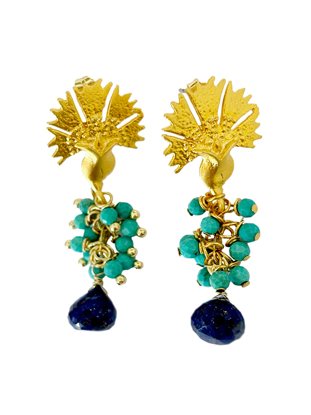 Turkish Flower with Turquoise and Lapis Lazuli Earrings | Queen Magpie.