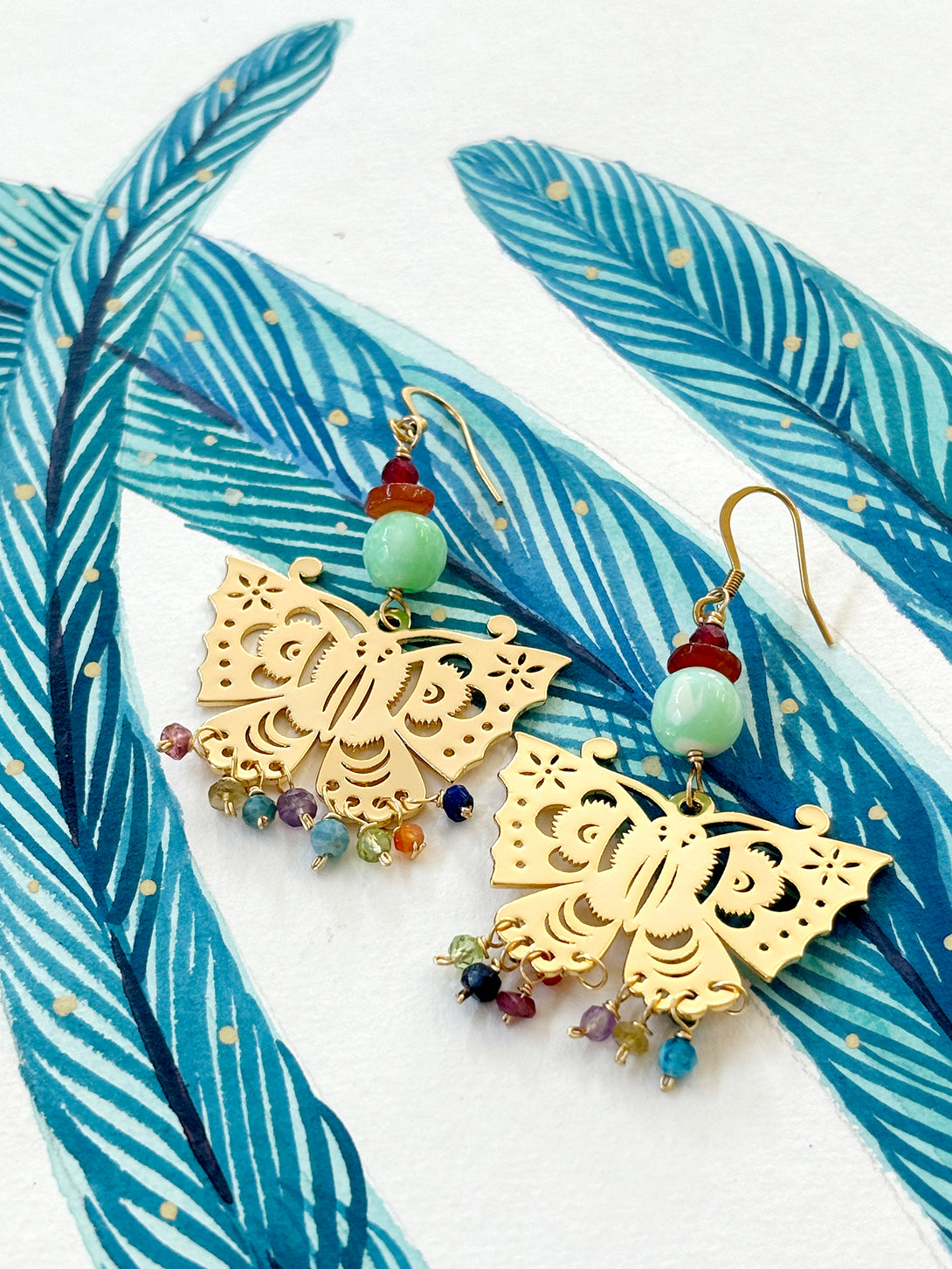 Chinese Colourful Butterfly Earrings | Queen Magpie.