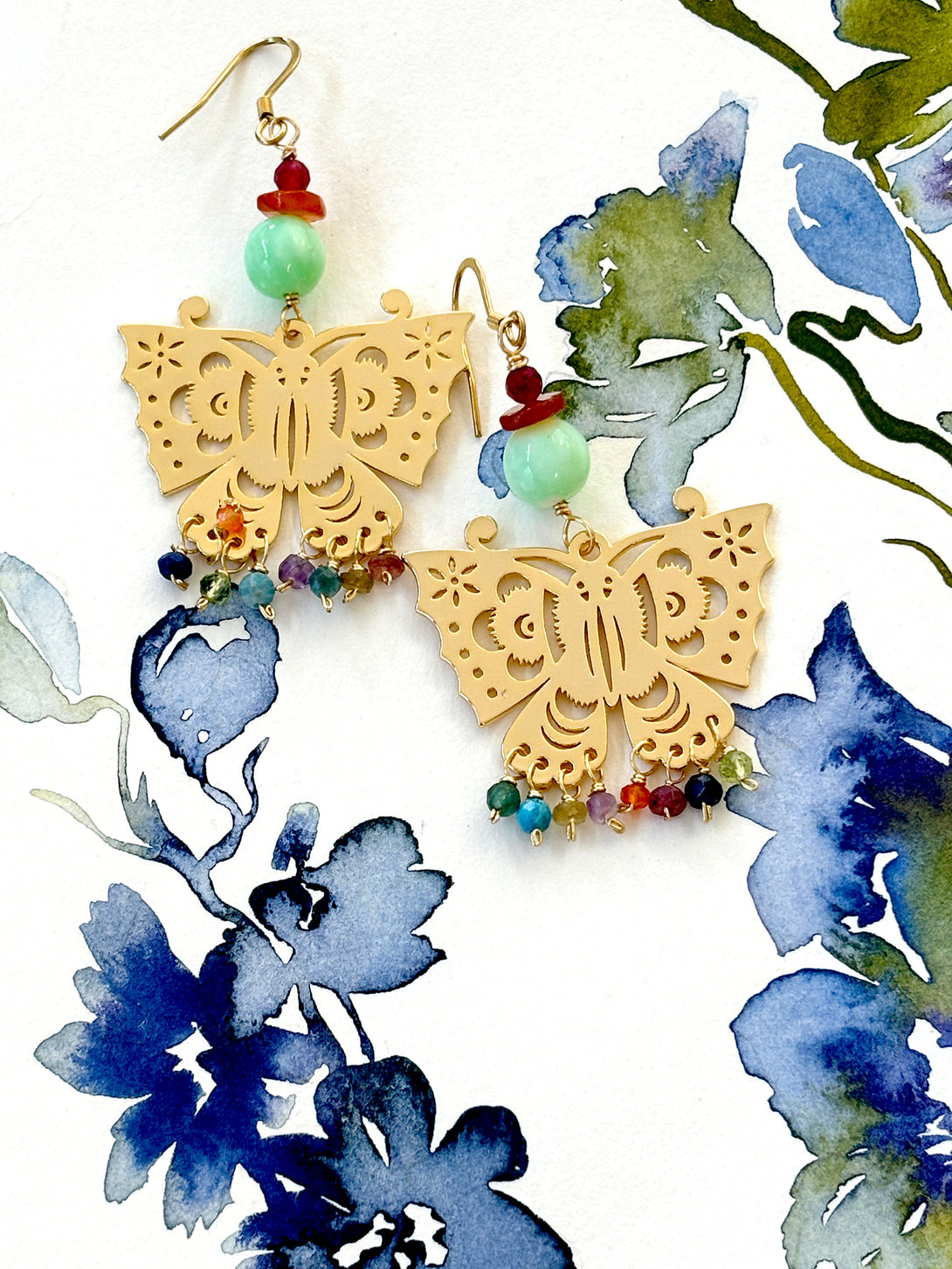 Chinese Colourful Butterfly Earrings | Queen Magpie.