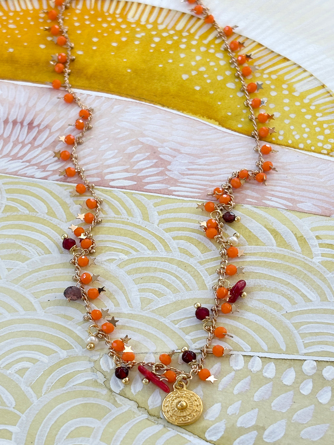 Orange Star Necklace with Gold Pendant | Queen Magpie.