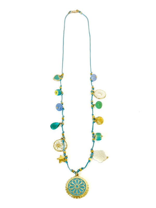 Turquoise Thread Necklaces with Assorted Charms | Queen Magpie