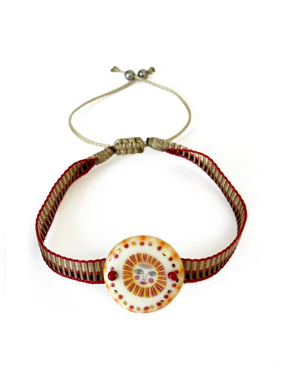 Red Band with Sun Porcelain Pendant | Queen Magpie