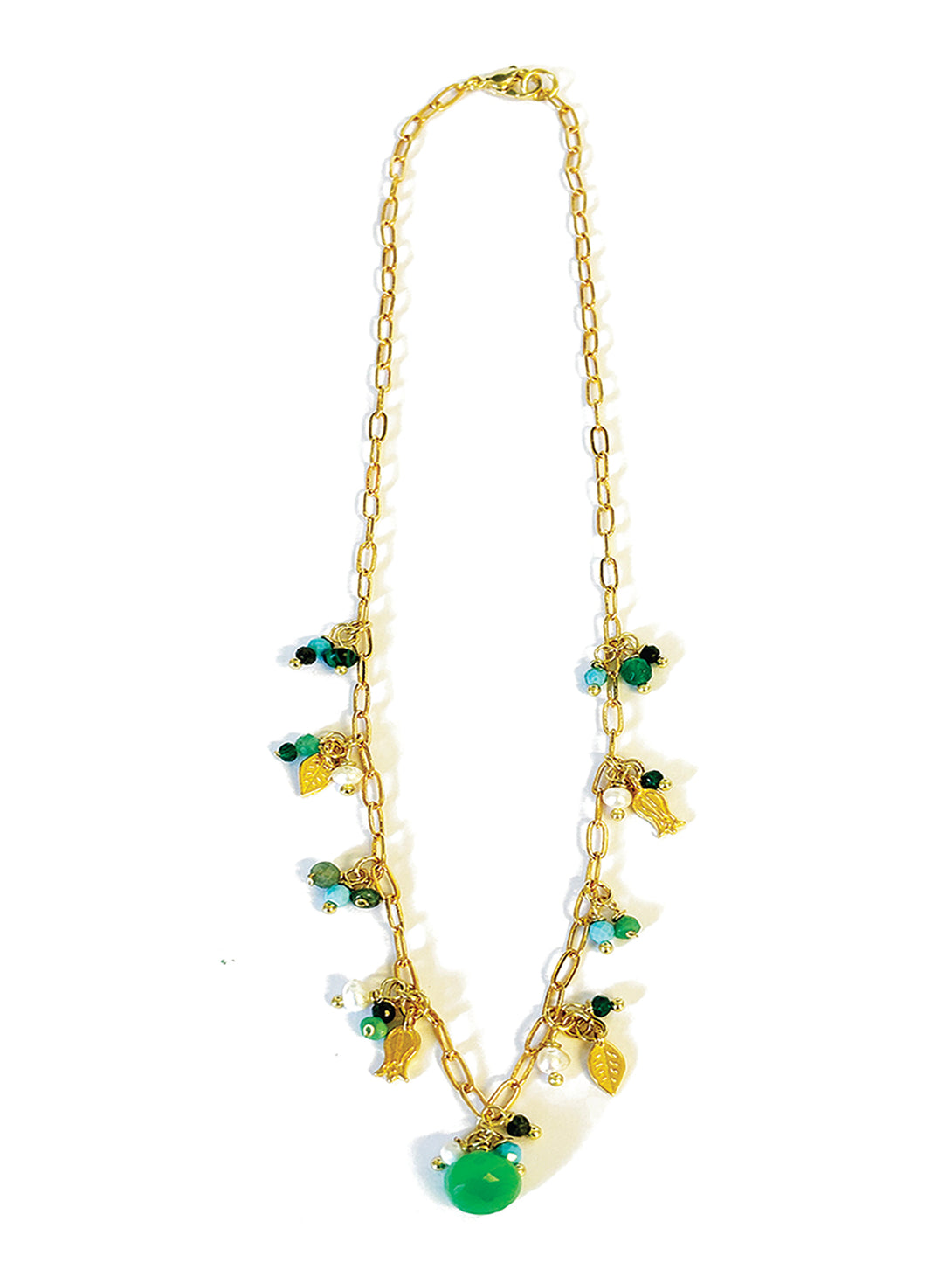 Assorted Green Gems Necklace with Chrysoprase Briolette | Queen Magpie.