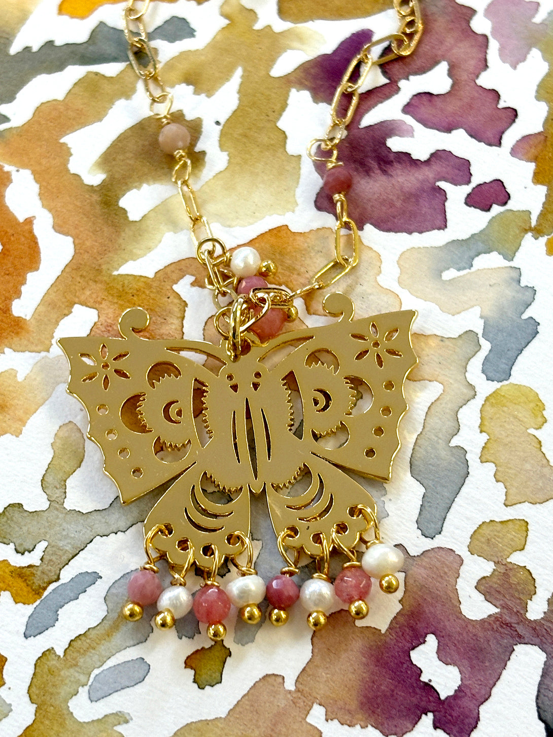 Long Gold Chain Necklace with Butterfly | Queen Magpie.