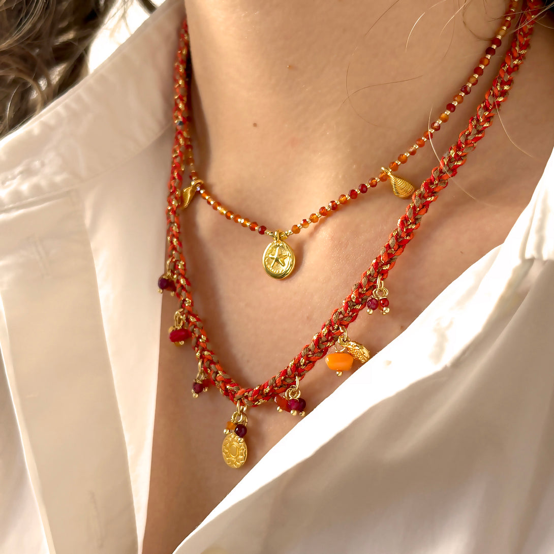 Carnelian Beaded Necklace with Starfish | Queen Magpie.