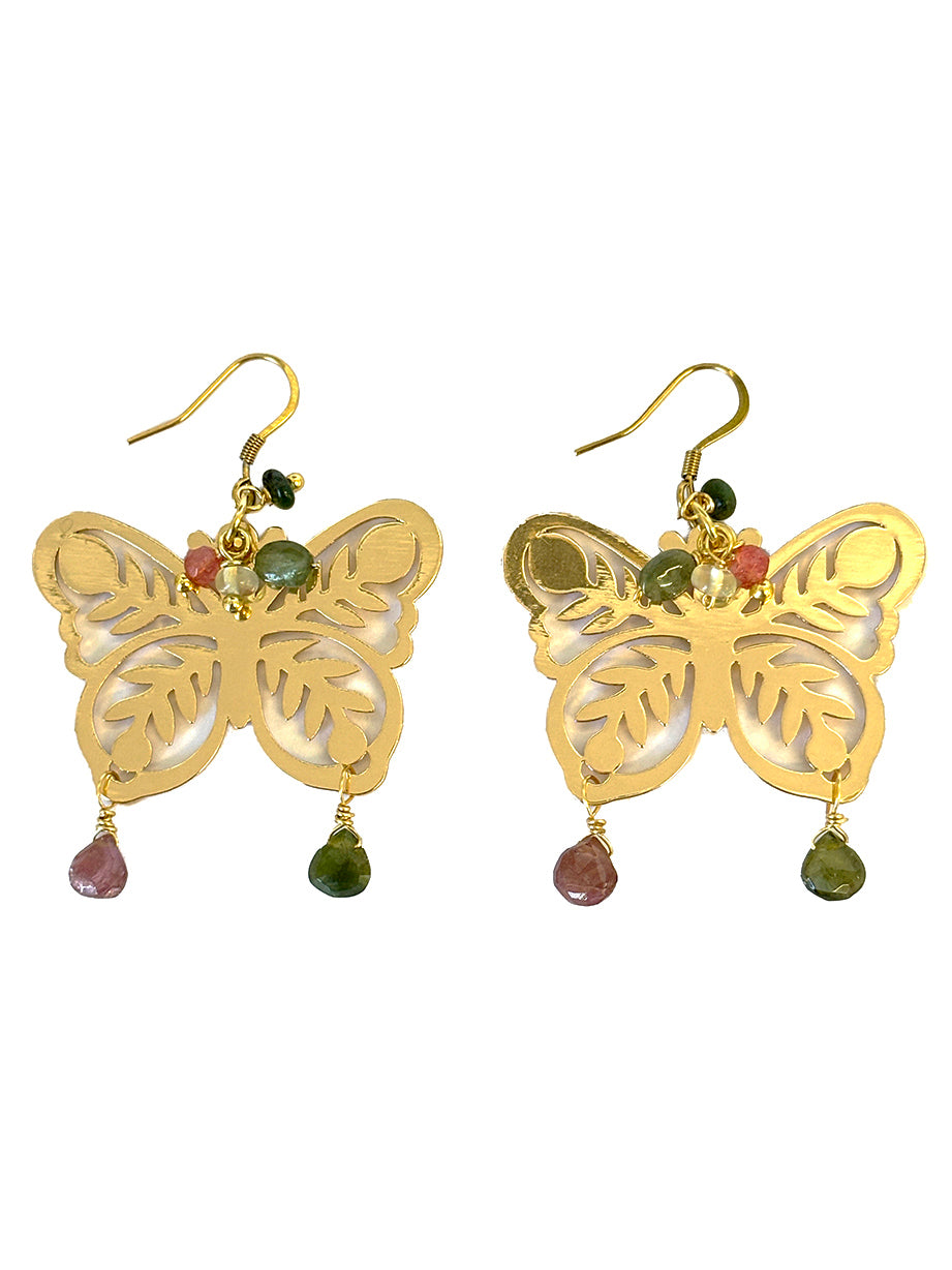 Butterfly Earrings with Tourmalines | Queen Magpie.