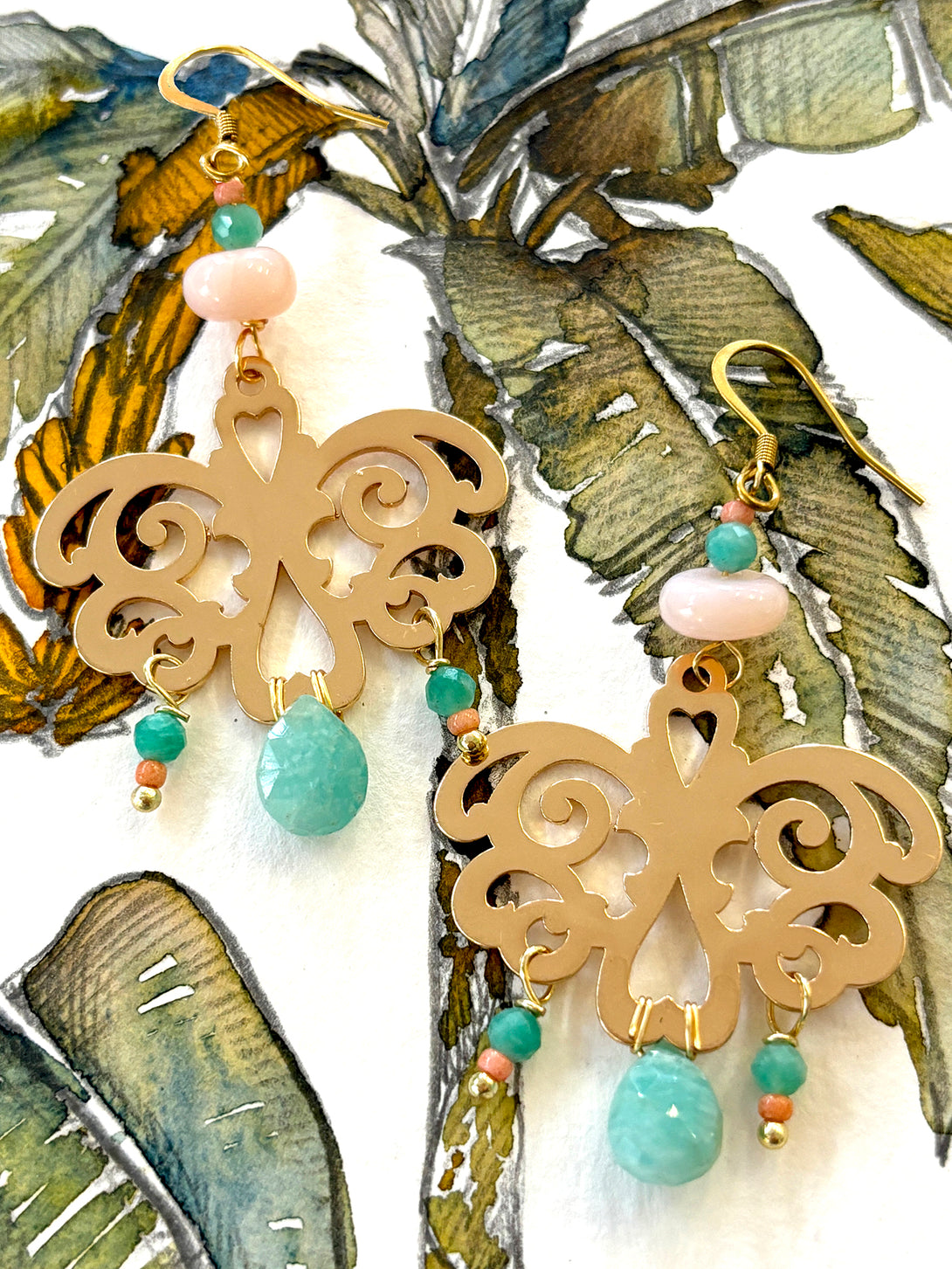 Chandelier Earrings with Amazonite Briolette | Queen Magpie.