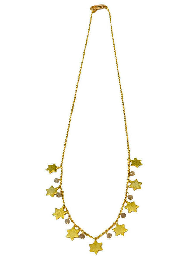 Gold Star Necklace with Moonstone Rondelles | Queen Magpie.