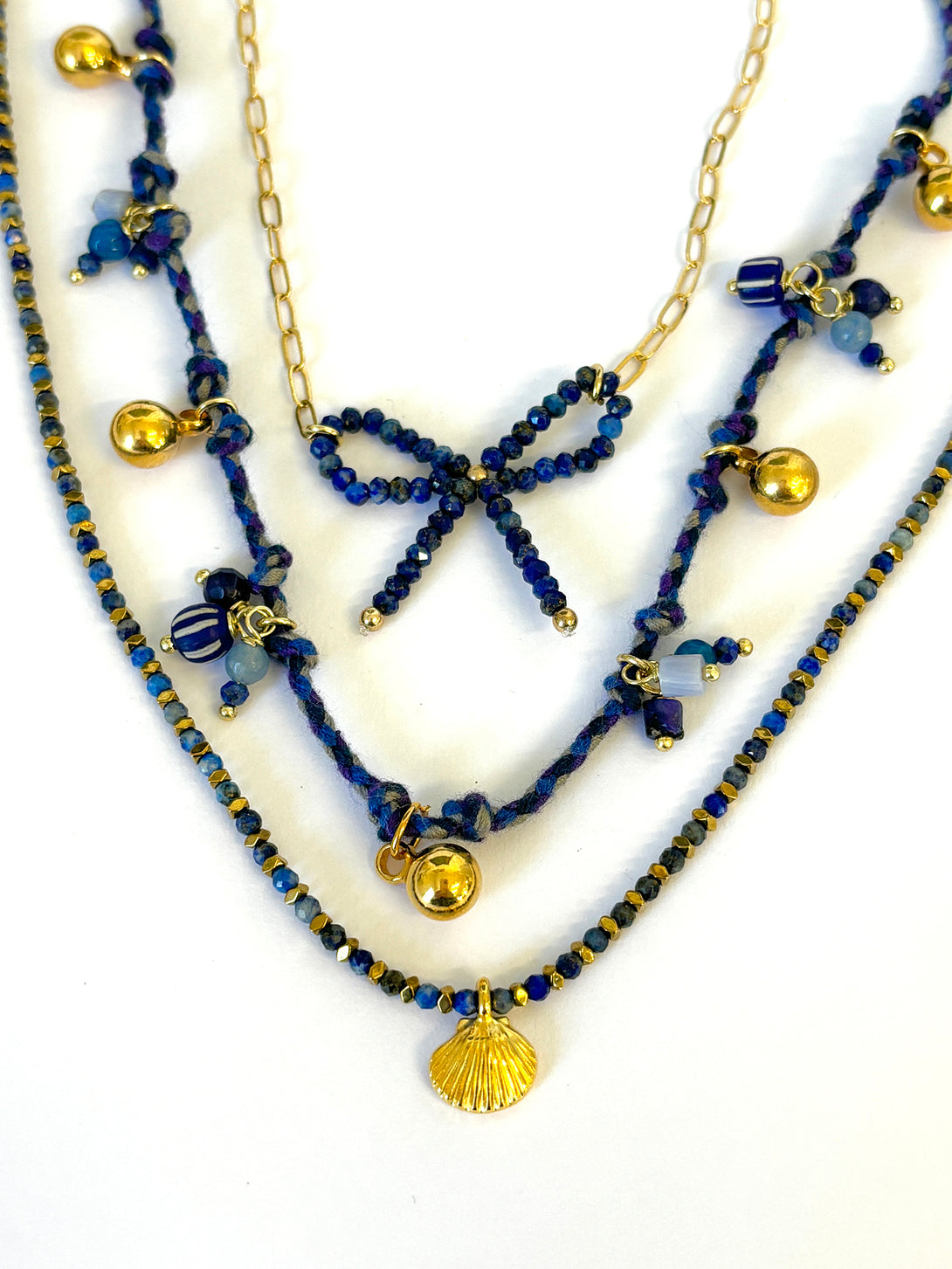 Lapis Necklace with Shell Charm | Queen Magpie.