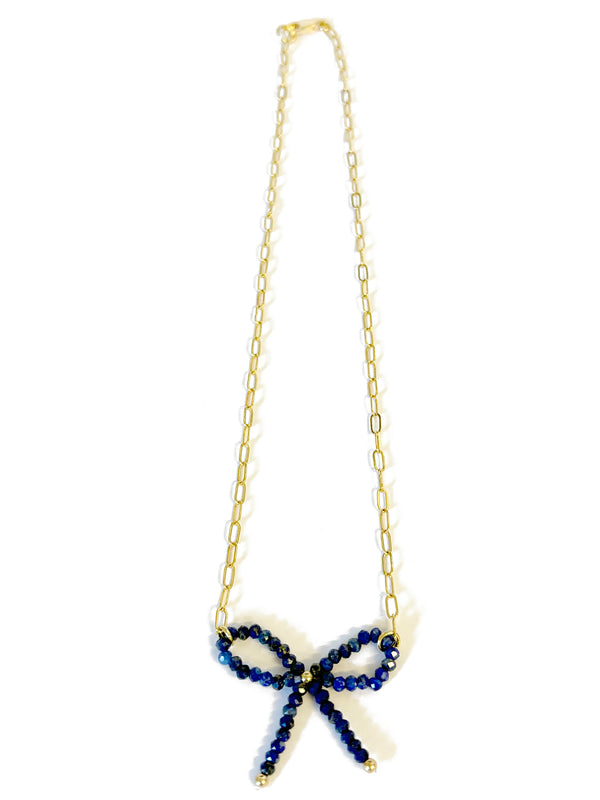 Lapis Lazuli Bow Necklace | Queen Magpie.